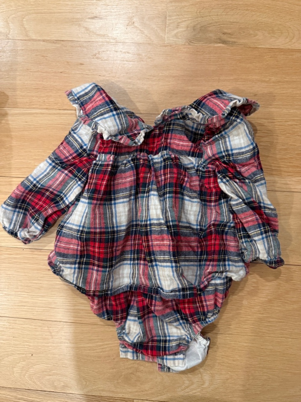 GAP Red Blue Plaid Ruffled Baby One-Piece
